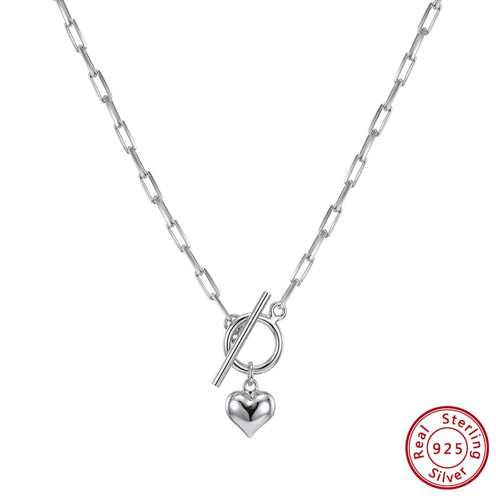 Effie Queen 925 Sterling Silver Heart Pendant Necklace Choker Wedding Party Heart Chain Collar On The Neck Fine Jewelry SC97