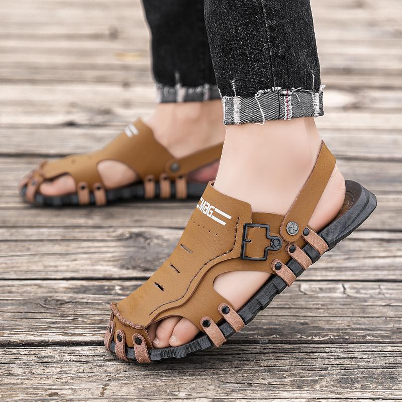 Men Hiking Sandals Khaki Summer Outdoor Wide Palm Black Blue Beach Shoes Close Toe Sport Sandals