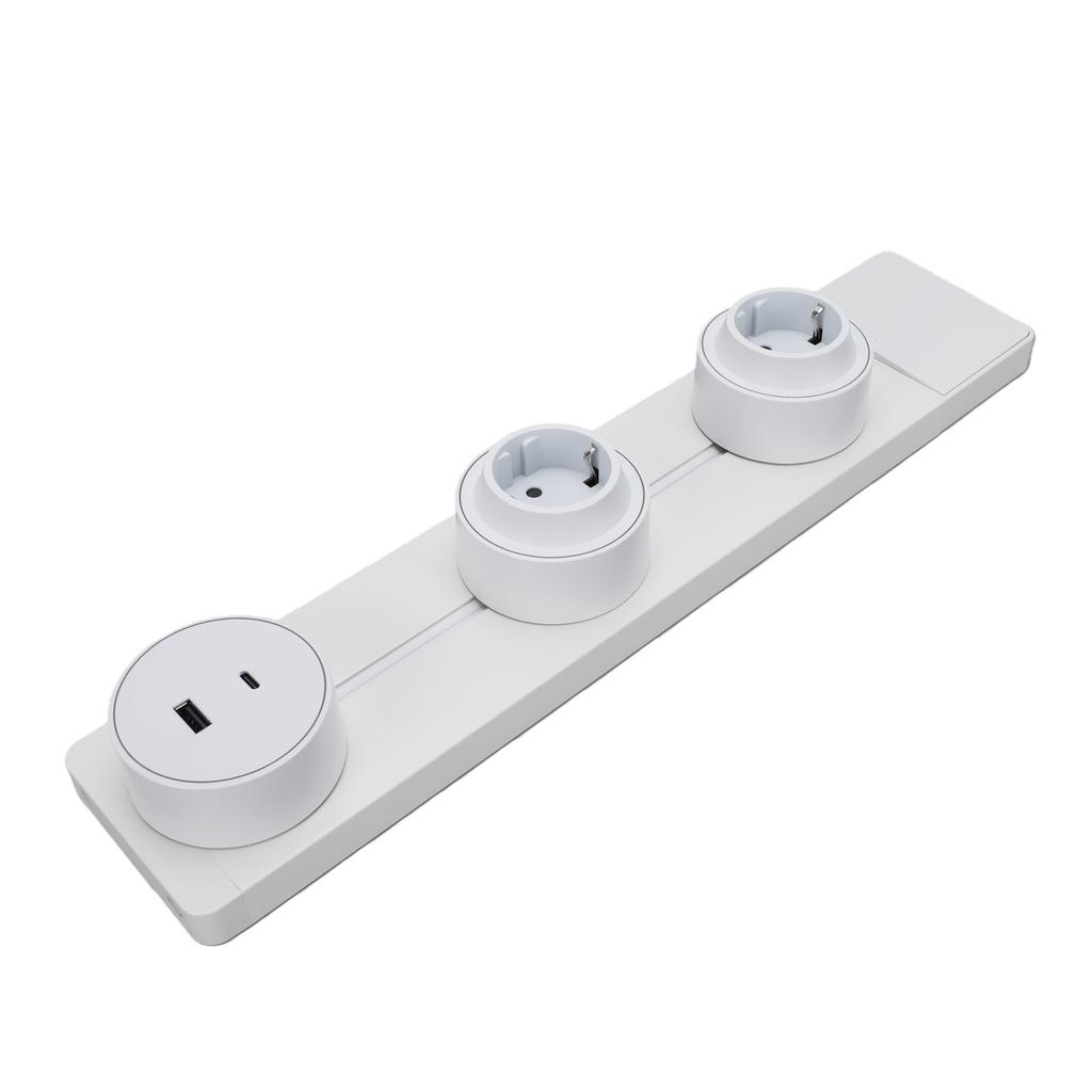 Under Cabinet Power Strip with USB Port 40cm Electrical Stainless Steel Aluminum Alloy Power Strip Track System for