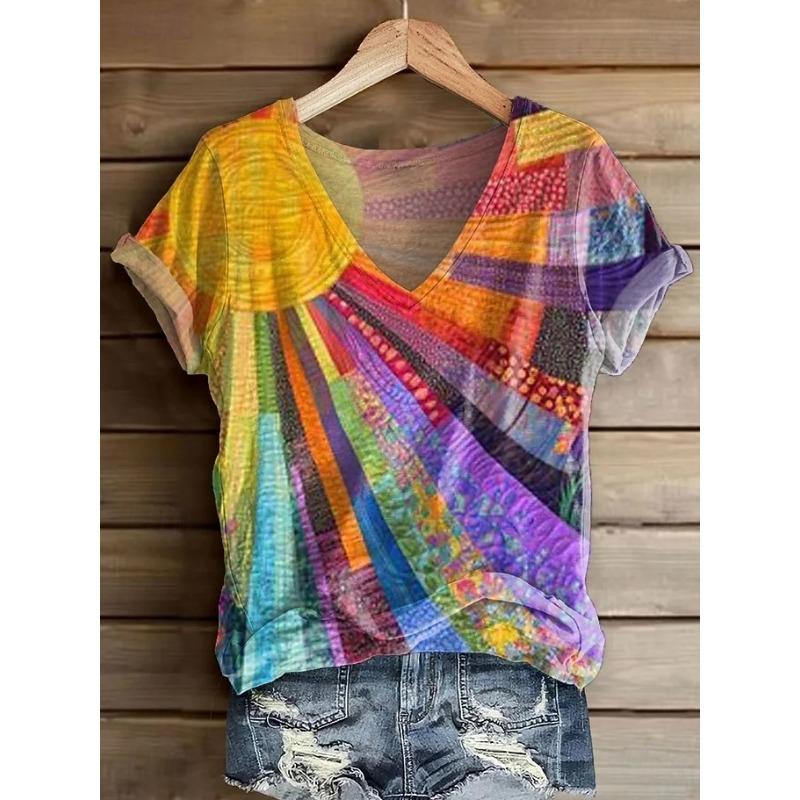 

Women s T Shirt Print Floral Graphic Plants Vintage Stylish Casual Short Sleeve V Neck Regular Tops S