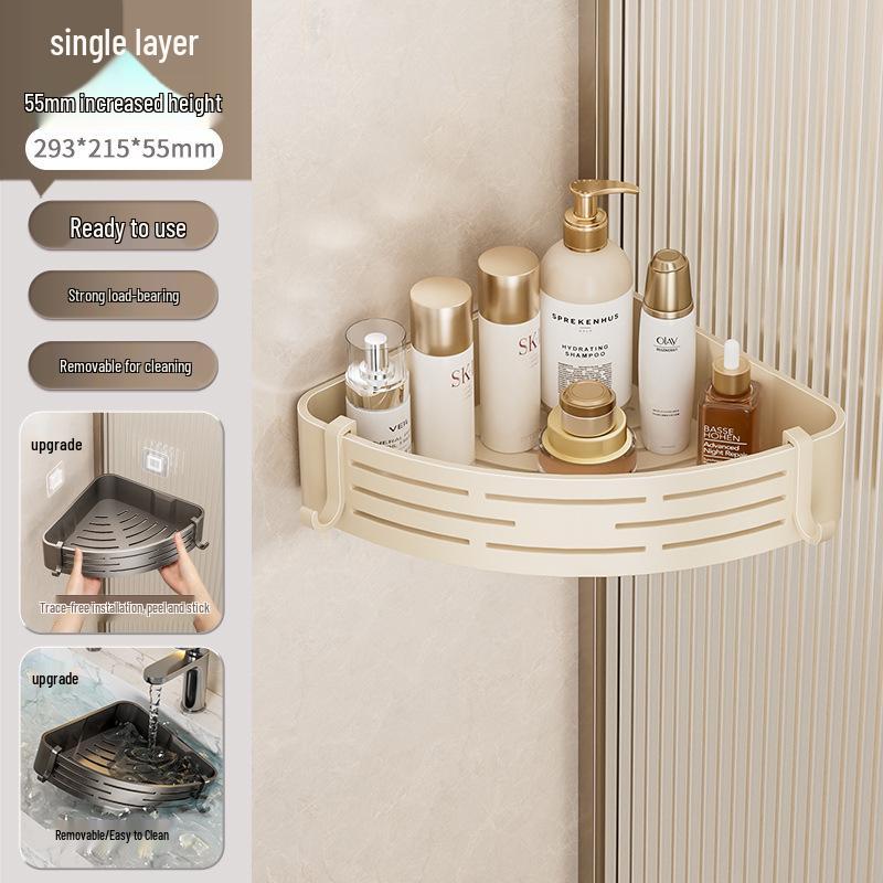 No-Drill Wall-Mounted Bathroom Corner Shelf Rack