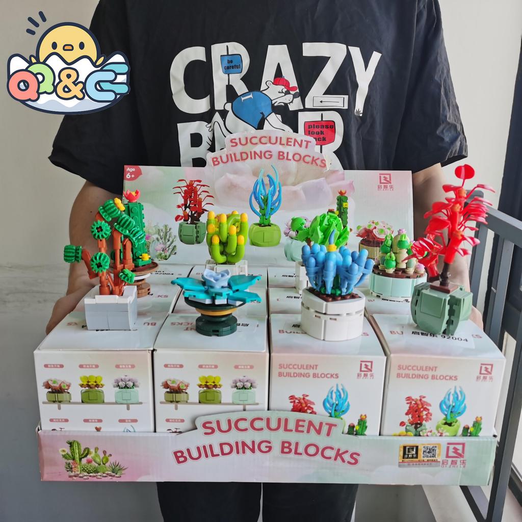 Non-Toxic Blind Boxes Toys Building Block Flower Succulents Plant Diy Children Assemble Mini Brick Blocks Toys For Children Kids Gifts