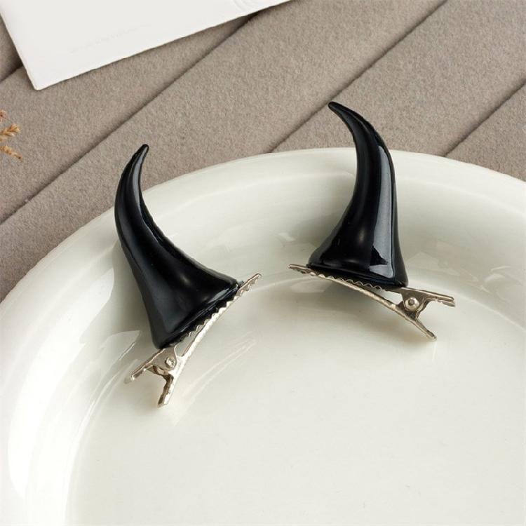 1pair Goth Bull Horn Hairpin Carnivals Hair Clip Halloween Hairpin for Girl