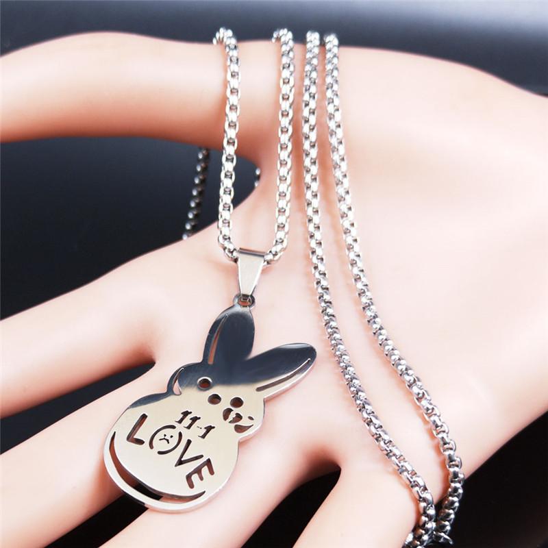 Sad for Love Creative Rabbit Stainless Steel Statement Necklace for Men Women Charm Jewelry