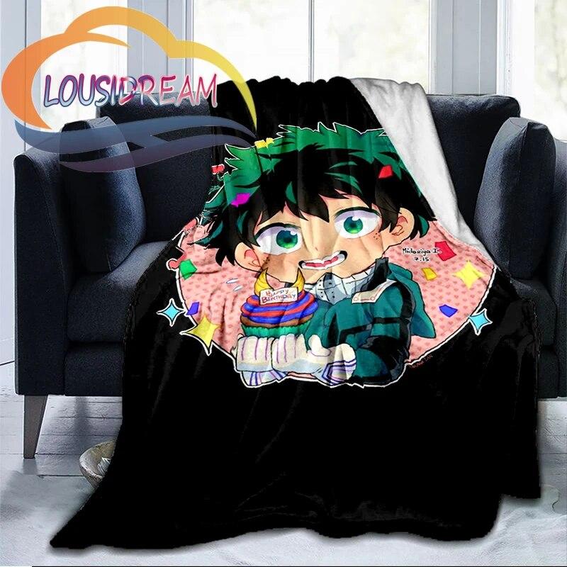 My Hero Academia Nadýchaná vlněná deka Flanel Hřejivost Měkká plyšová pohovka Throw čtvercová deka Tourist