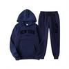 Unisex Fashion Letter Print Casual Loose Hoodie Set