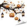 Funny Cat Bat Decals Halloween Static Cling Window Stickers Cute Ghost Pumpkin Glass Holiday Party Decorations Decals Removable Adhesive-Free