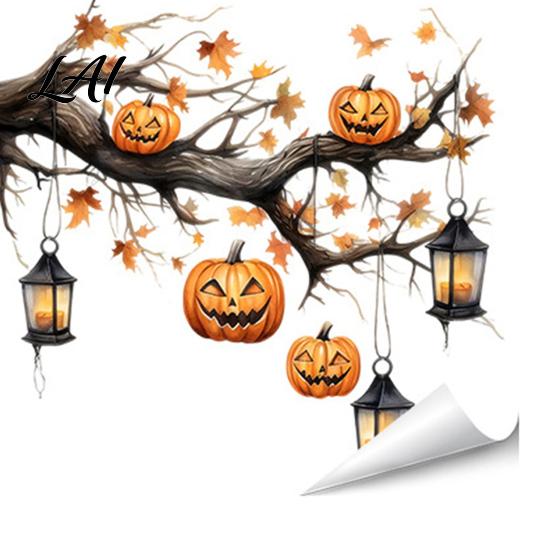Funny Cat Bat Decals Halloween Static Cling Window Stickers Cute Ghost Pumpkin Glass Holiday Party Decorations Decals Removable Adhesive-Free
