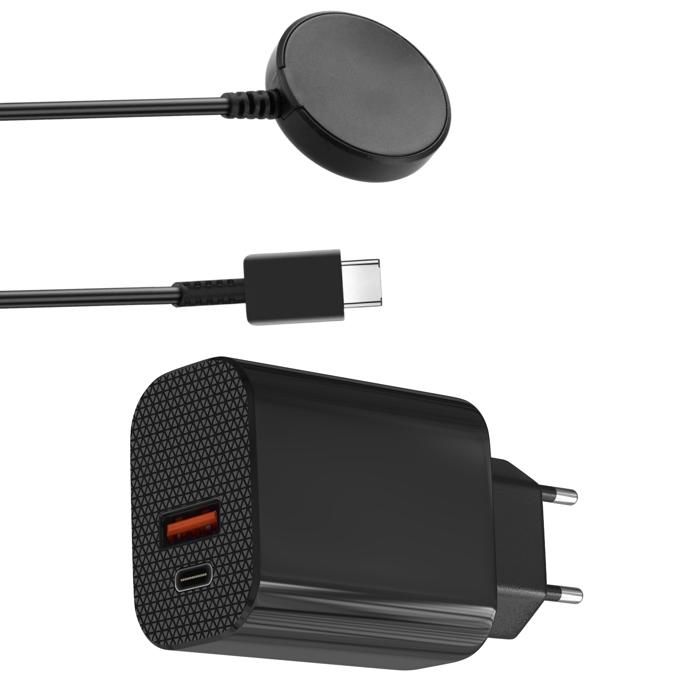 Chargeur Secteur 12W + Cable USB-C Compatible avec Samsung Galaxy Watch 6 / Watch 5 / Watch 4 / Watch 3 / active Phonillico®