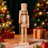 38CM Christmas Wooden Unfinished Nutcracker Figurine DIY Blank Unpainted Soldier Figure Festival Holiday Party Ornament Decoration