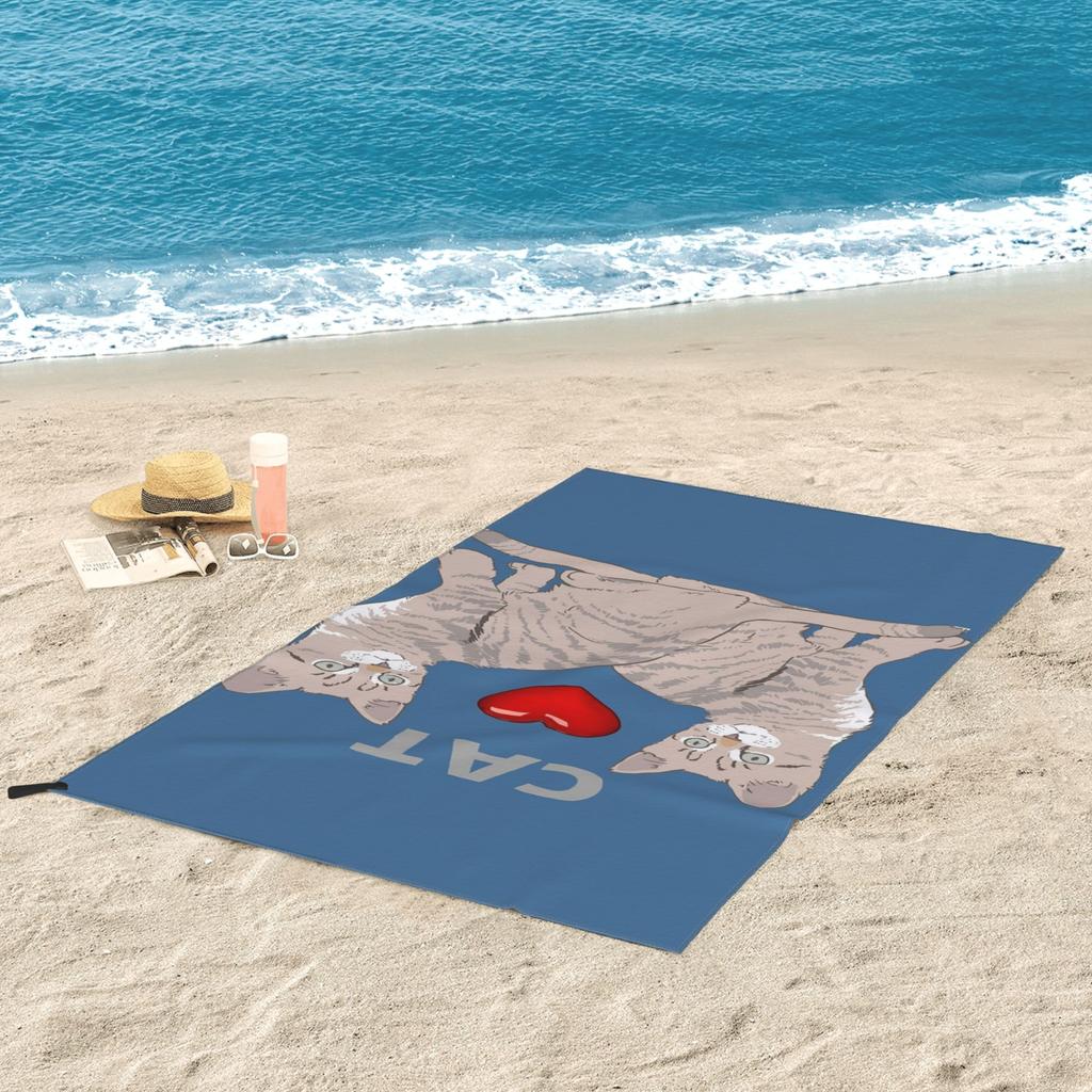 Gray Ginger And Siamese Kittens Cats Beach Towel Soft Microfiber Quick Dry Absorbent Quick Towels For Bath