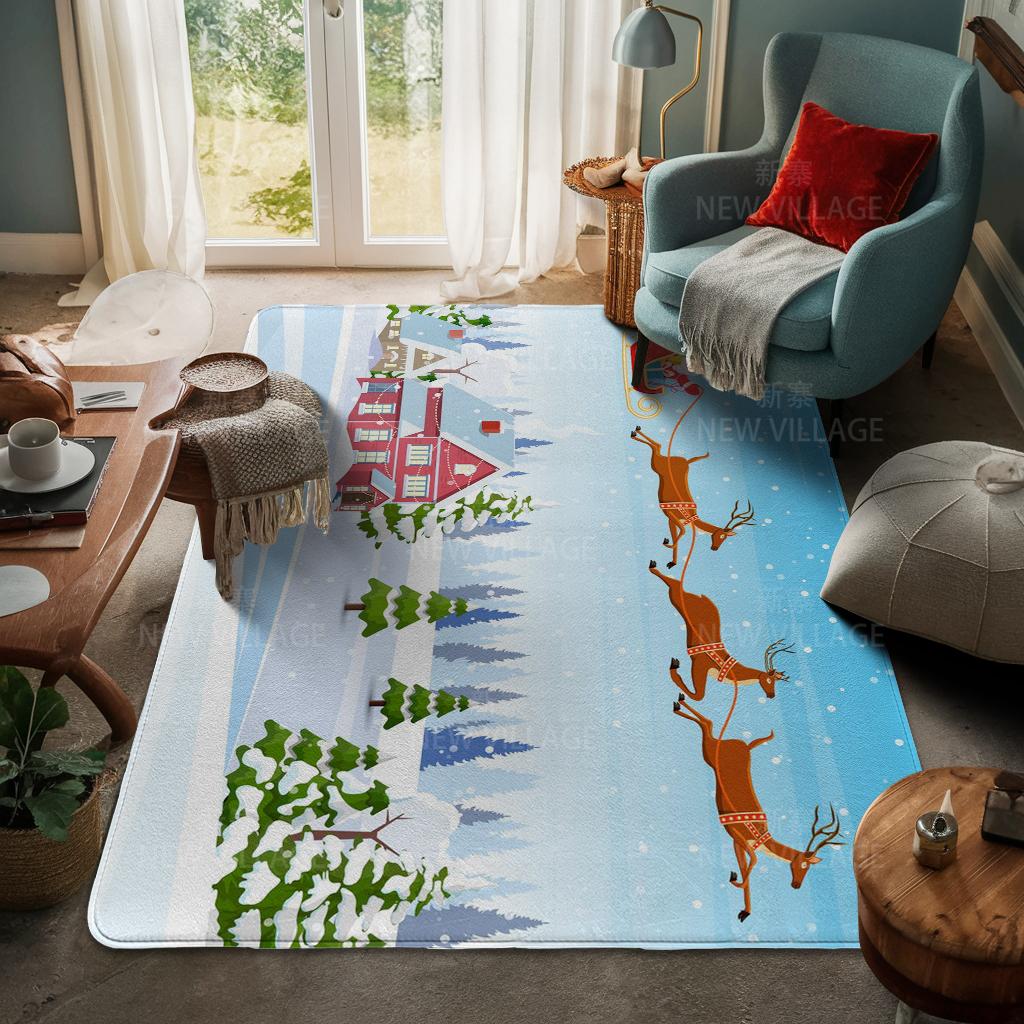 House Entrance Carpet Home Door Mat Living Room Bath Foot Bathroom Non-slip Water Absorption Rugs Bath Merry Christmas Winter