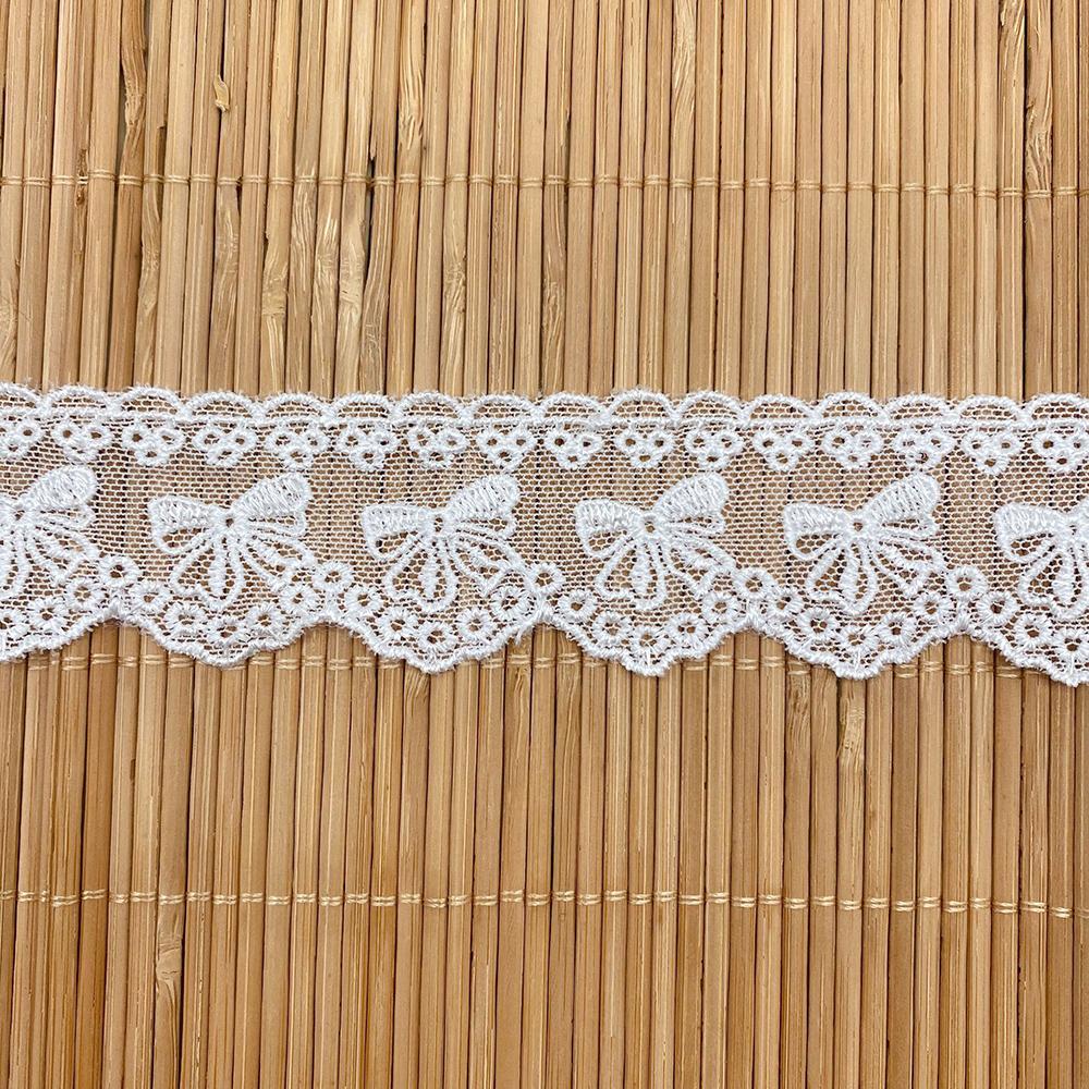 2Yards Cotton Embroidery Bow Sewing Ribbon Guipure Lace Trim Fabric DIY Garment Accessories Lace 3.5cm Width