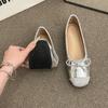 Ballet shoes 2025 new new bow round head flat sole single shoes women's casual soft sole large size comfortable single shoes
