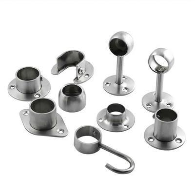 1Pcs Durable Stainless Steel Pipe Bracket 19/22/25mm Half/All Pass Tube Holder Ceiling Fixed Clamps for Clothes Pole Curtain Rod