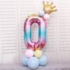 Palloncino Corona Numero Gradiente Arcobaleno da 32 pollici per Decorazione Festa di Compleanno per Bambini