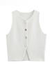 Zevity Women Fashion Sleeveless Buttons Hem Split Knitting Short Blouse Female Basic Slim Shirts Blusas Chic Crop Tops