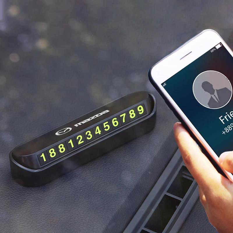 2025 Гарячий Автомобіль Тимчасовий Знак Зупинки Паркувальна Картка Картка з Номером Телефону Номерний Знак для Mazda 2 Mazda 3 MS Для Mazda 6 CX-5 CX5 Аксесуар