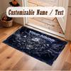 Skull Gothic Theme Crystal Velvet Floor Rug Personalized Custom Name Text Warm Carpet Home Decoration
