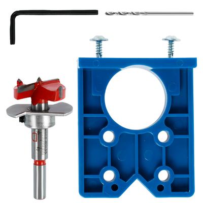 35mm Verdeckte Türscharnierbohrlehre Türscharnierlochöffner Locator mit Spiralbohrer Akkurate Verriegelung Dübelbohrlehre Bohrhilfe