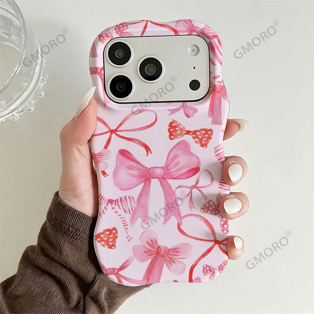 Europe and the United States Hot-selling Full-screen Bow iPhone15 Film Two-in-one Apple 17Pro Large-hole Wave Mobile Phone Case