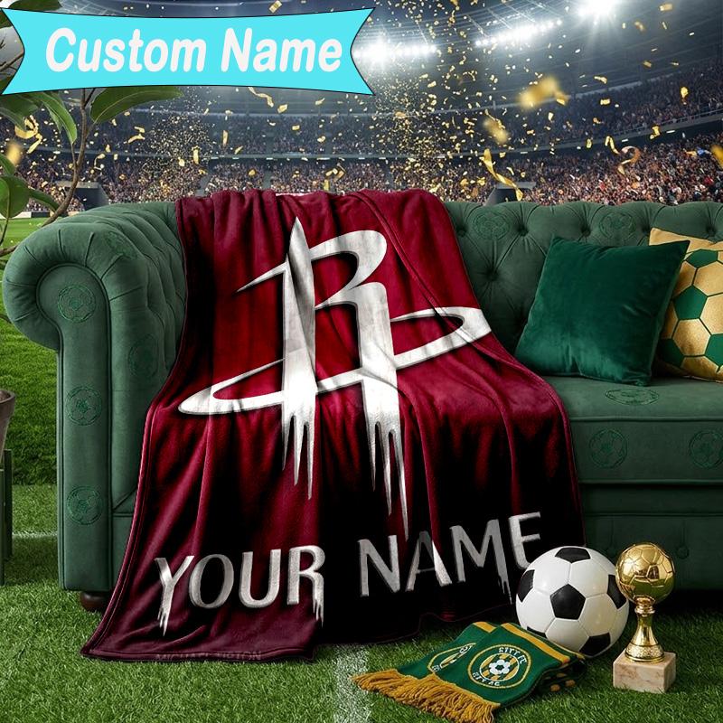 Custom Name Blanket Rockets Basketball Team Blanket Bedding Blanket for Travel, Camping, Living Rooms, Offices, Sofas, Fan Christmas gift