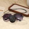 Stylish Minimalist Solid-Color Eyeglass Storage Clip Snap-Fastener Leather Neck Strap Holder Durable Glasses Organizer