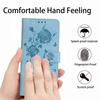 For iPhone 16e Wallet Case Rose Pattern Imprinted Leather Flip Stand Phone Cover - Sky Blue
