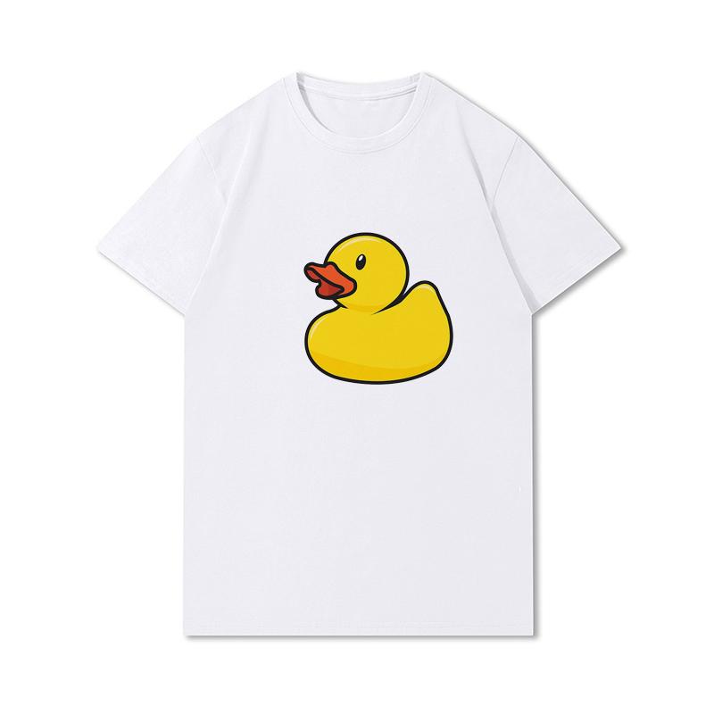 Letní trička větší velikosti pro ženy Whisling Duck Potištěné Neformální tričko s krátkým rukávem Topy 100% bavlna Oversize O Trička s výstřihem