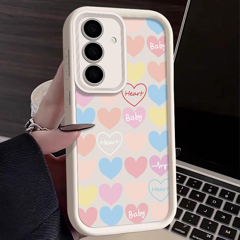 

Чехол для телефона с красочным принтом сердец любви для Smausng S24 FE S23 Ultra S22 Plus S21 S20 FE A55 A54 A52 A35 A34 A15 A14 5G, мягкий силиконовый противоударный чехол Samsung A54 5G белый