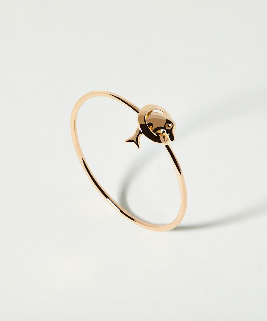Helene Jewelry 14K Jumping Dolphin Miss Ring Gold Thread Ring (Type A)