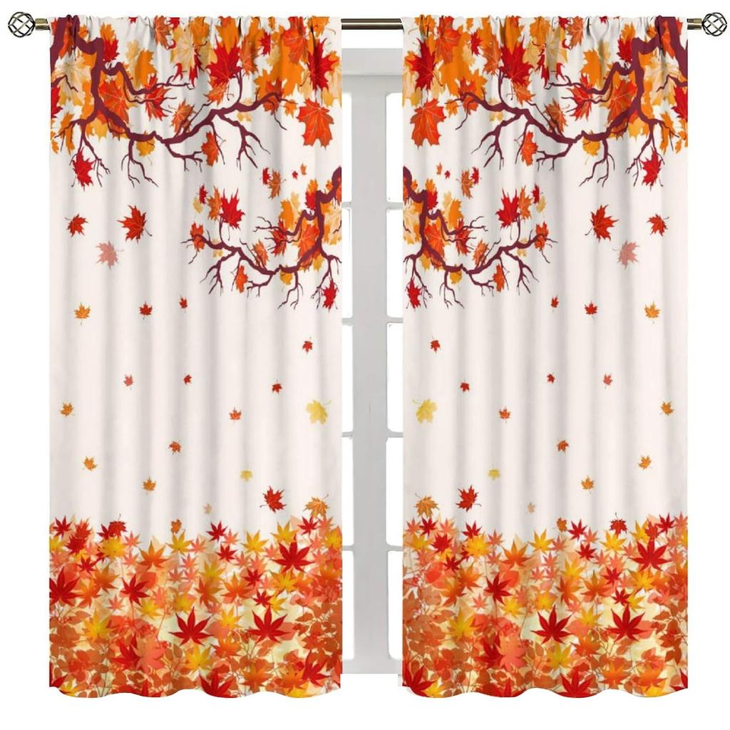 Herbst Ahornblätter Vorhang Herbst Pflanze Natur Szenerie Aquarell Muster Gardinen Küche Schlafzimmer Wohnzimmer Fensterbehandlung Polyester Ideal Für Bereich