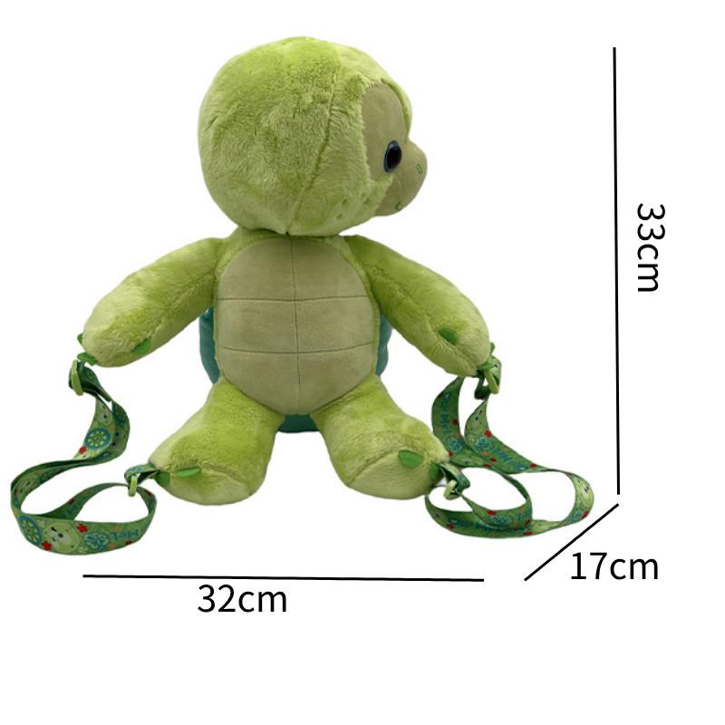 Cute Plush Cartoon Turtle Backpack Kids Stuffed Toy Bag Embroidered Soft Green