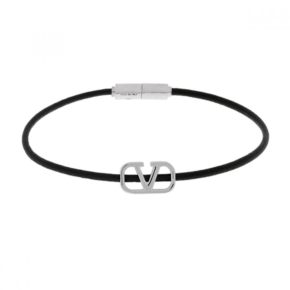 Valentino 5y2J0r89 Qpe 0no J0r89 Qpe 0no GaraVani V Logo Leather Bracelet