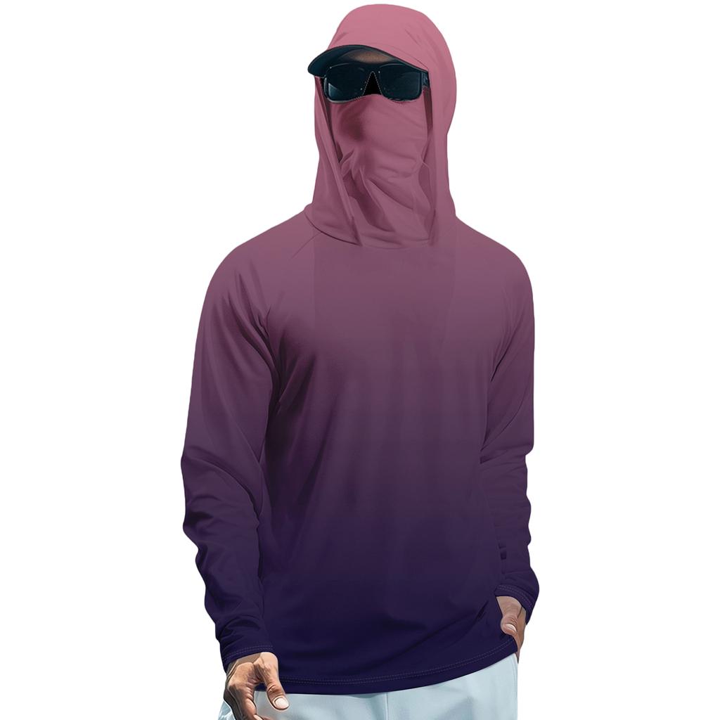 Tricou de vară cu mânecă lungă pentru bărbați Uscare rapidă Îmbrăcăminte de soare Pescuit Fitness Sport Hded Tricou cu mânecă lungă