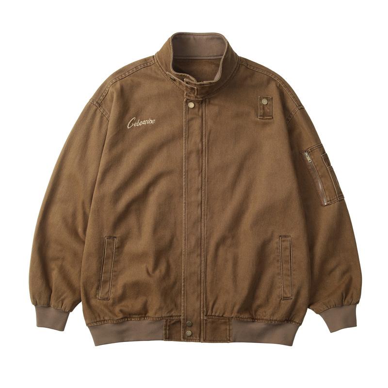 Куртка в стиле милитари с воротником-стойкой — фото 6