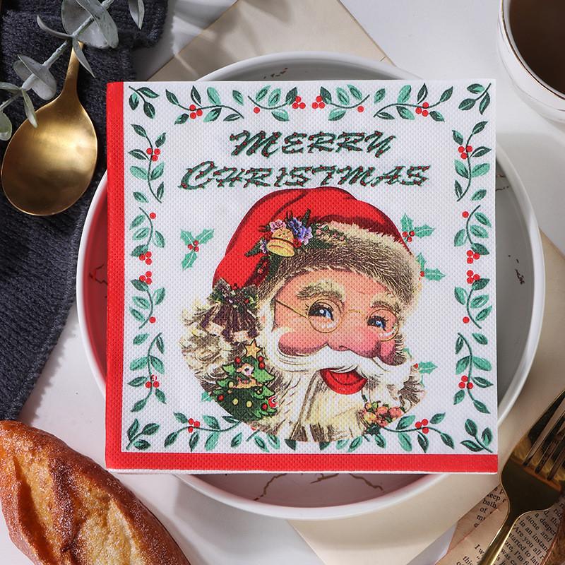 

20Pcs/pack Christmas Series Printed Paper Disposable Tableware Napkin Tissues DIY Xmas Party Decoration 20pcs