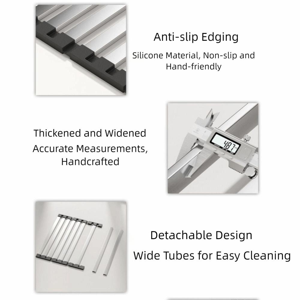 Foldable Sink Drain Rack Detachable Collapsible Stainless Steel Drain Rack Space Saving Heat Resistant KitchenDrying Basket