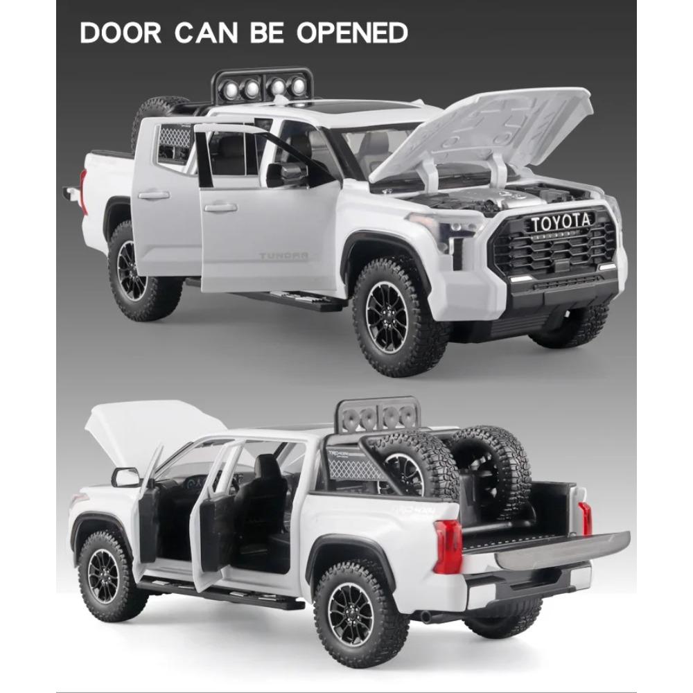 Duży model samochodu SUV Toyota Tundra w skali 1/24, odlewany miniaturowy metalowy samochód, kolekcja pojazdów terenowych, dźwięk, światło, zabawka dla dzieci