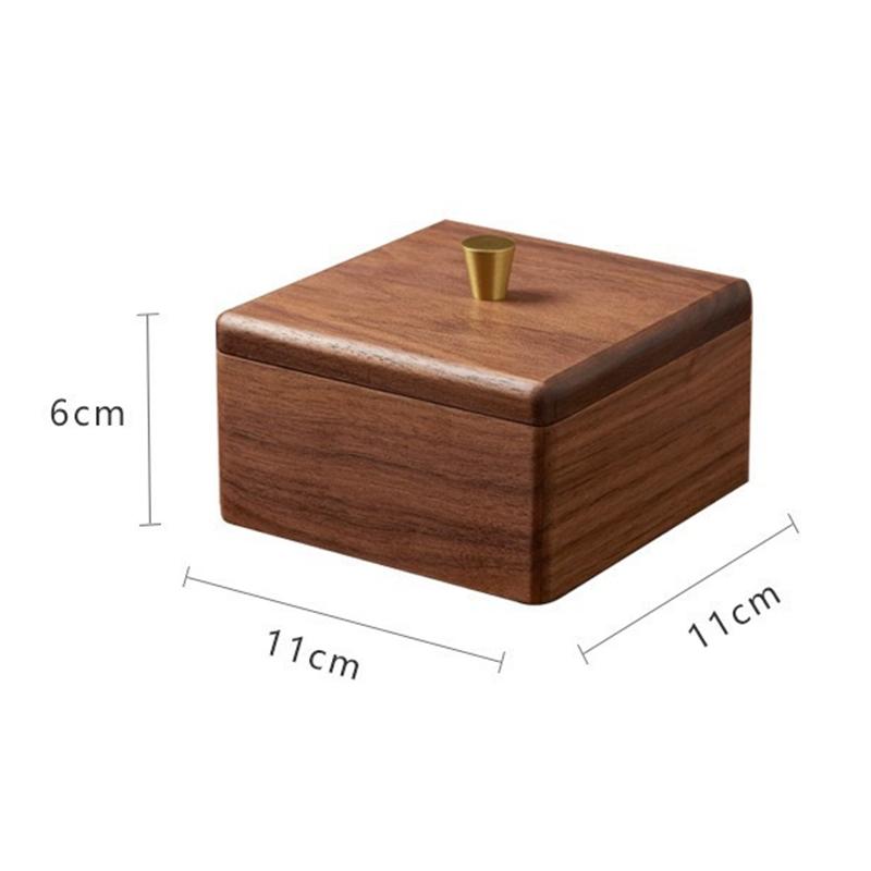 

Cotton Swab Box Solid Wood Dental Floss Storage Box Small Wooden Box Black Walnut High-end Toothpicks Holder With Cover