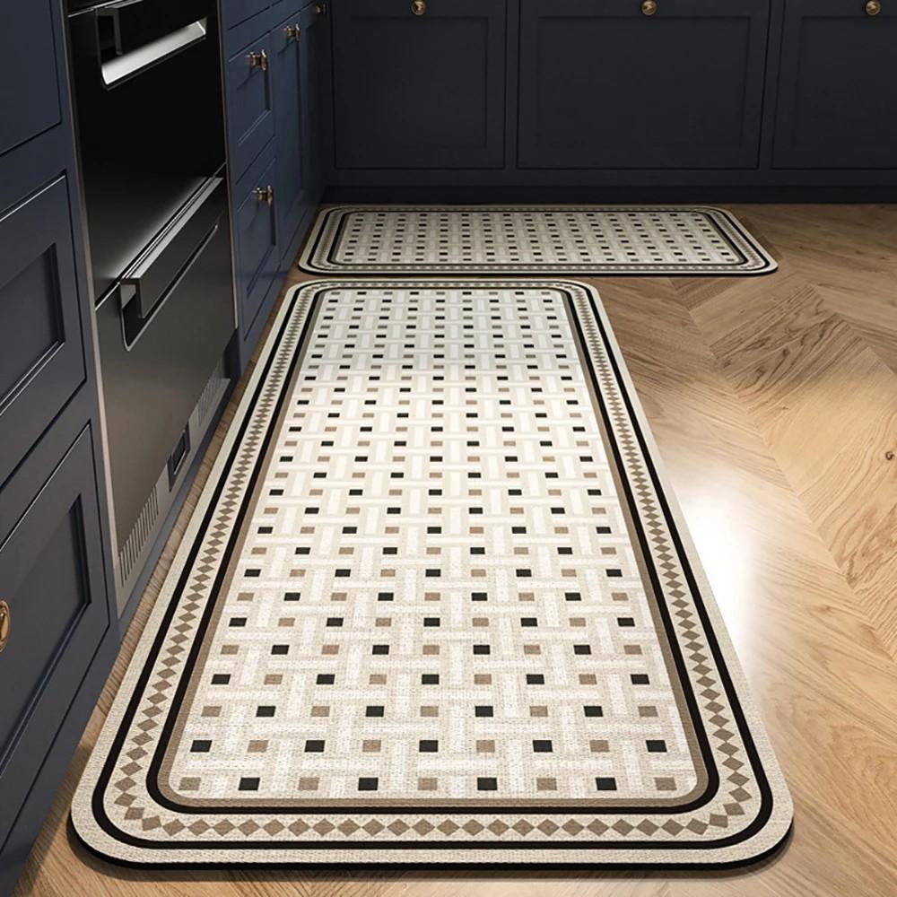 1/2pcs Kitchen Floor Mat, Anti-Slip And Absorbent Foot Mat, Long Strip Carpet, Modern Style Home Decoration Carpet