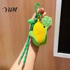 Simulated Corn Key Holder Crocheted Keychain for Backpacks, Handmade Keyring with Bell Soft Pendant & Blessing Tag, Vegetable Bag Charm Backpack