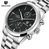 BENYAR New Mens Quartz Watches Top Brand Luxury Chronograph Sports Watch Men Stainless Steel Waterproof Luminous Business