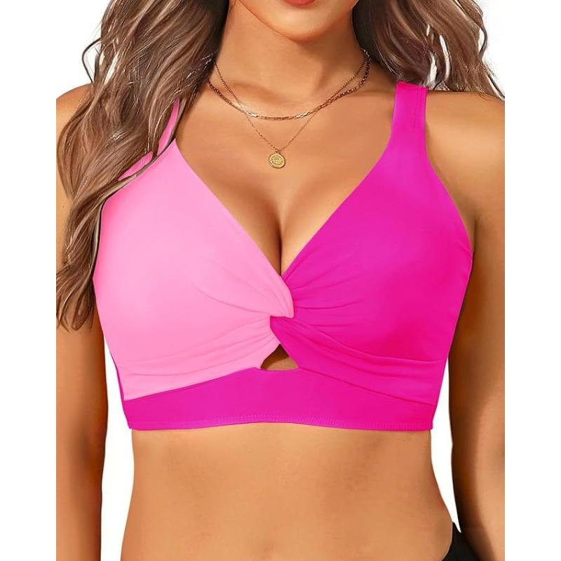 Women's bikini new swimsuit seaside vacation casual neck top