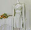 Nishang Yuyi Lace Ribbon Ice Silk Camisole Nightgown: Women's Fairy Mesh Waist-Cinching Sexy Set