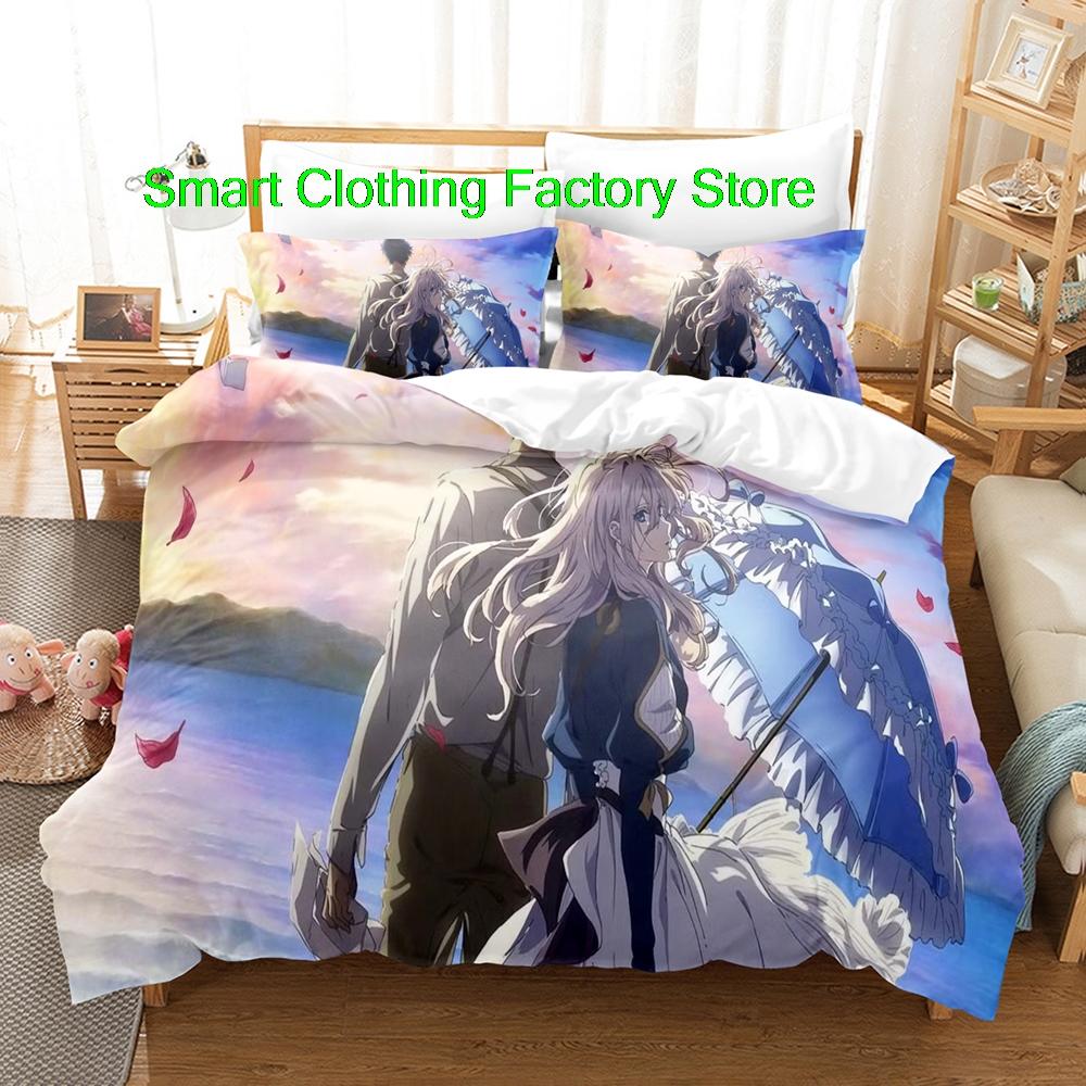 Comforter Single Twin Full Queen King Size Bed Set Teenagers Bedroom s Fashion Bed Violet Evergarden Bedding Set