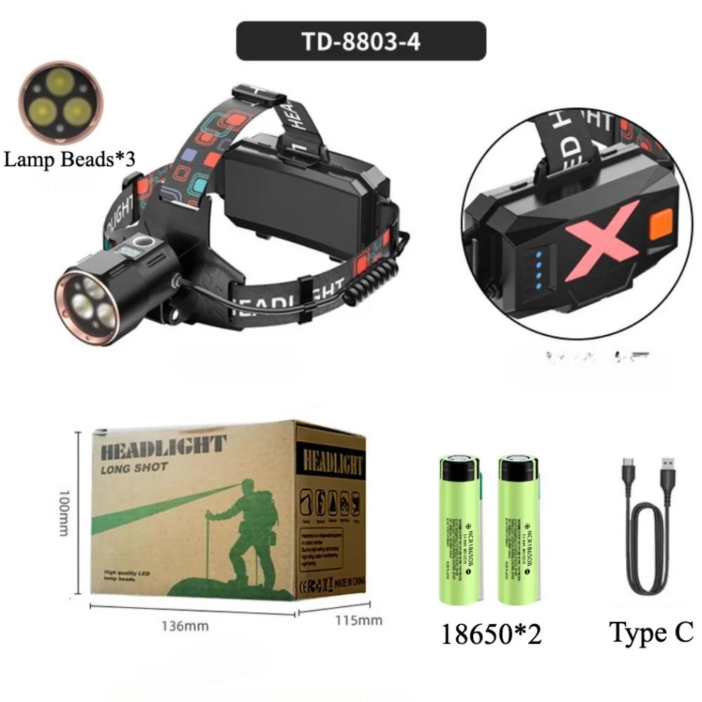 Super Bright Sensor LED Headlamp Waterproof USB Rechargeable Headlight for Night Fishing Hiking Work Light