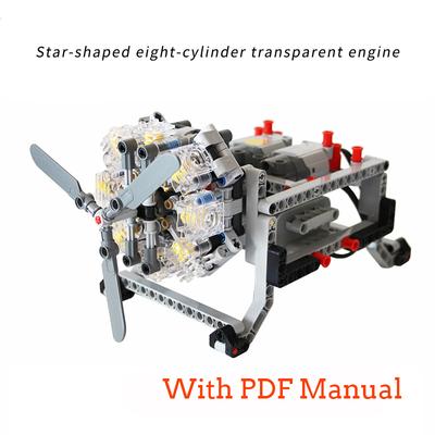 MOC Kreativní Elektrické High-tech Díly Stavebnice Motor 8válcový Motor Mechanický Model DIY osvícení Hračka pro děti dárek
