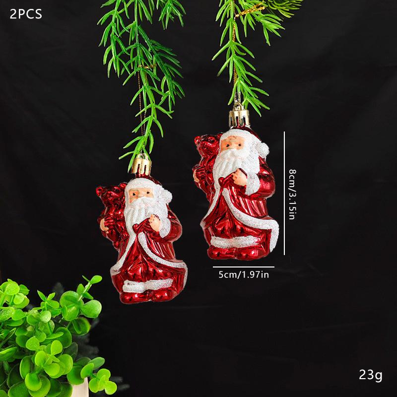 Plastic Christmas Stocking and Candy Cane Hanging Ornaments, Red and Christmas Tree Decorations, Bear and Santa 2-Pack