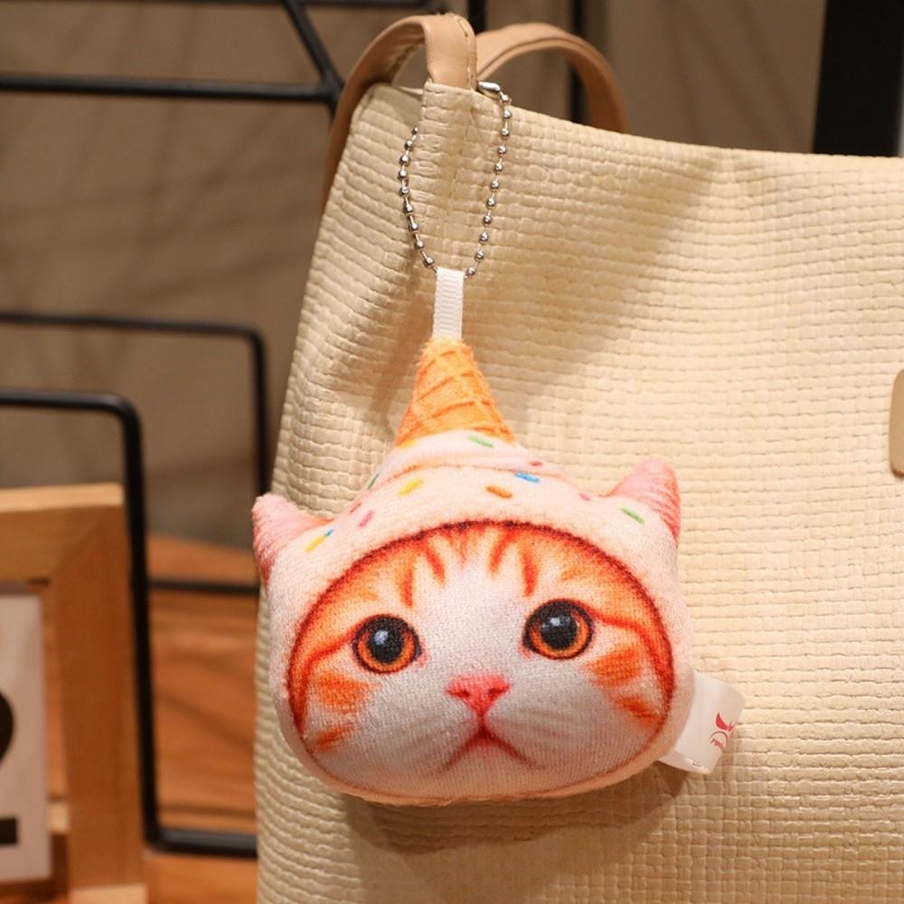 Food Style Kitten Pendant Plush Cartoon Cat Doll Gifts Keyring Pendant  Bag Hanging Ornament